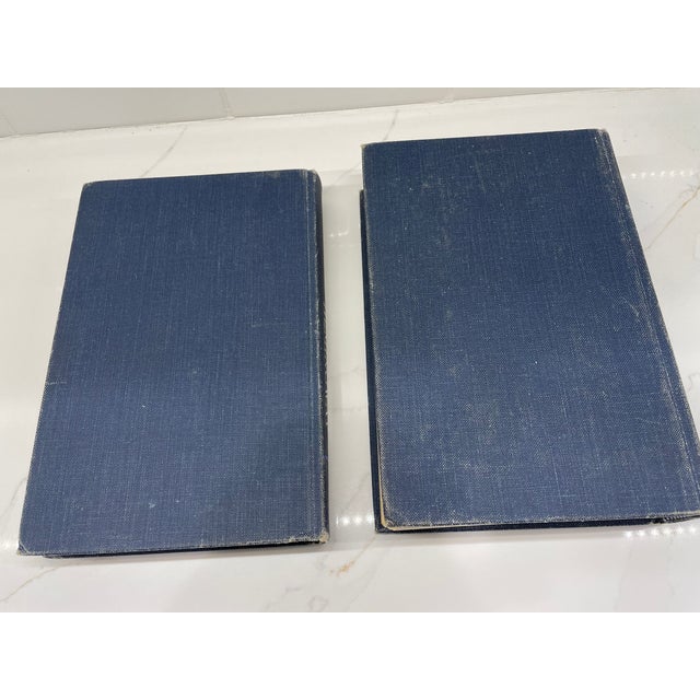 Mid-Century Modern Set of 2 Blue Fabric Vintage Books by Ernest Hemingway for Reading or Decor For Sale - Image 3 of 8