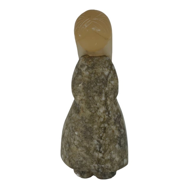 Russian Folk Art Carved Girl Figurine For Sale