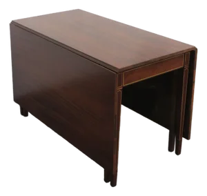 1940s Mahogany Inlay Drop Leaf Dining Dinette Table 5899