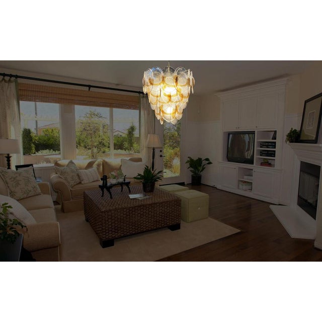 Murano Chandelier with 41 Lattimo Amber Glasses by Mazzega, 1979 For Sale - Image 6 of 17