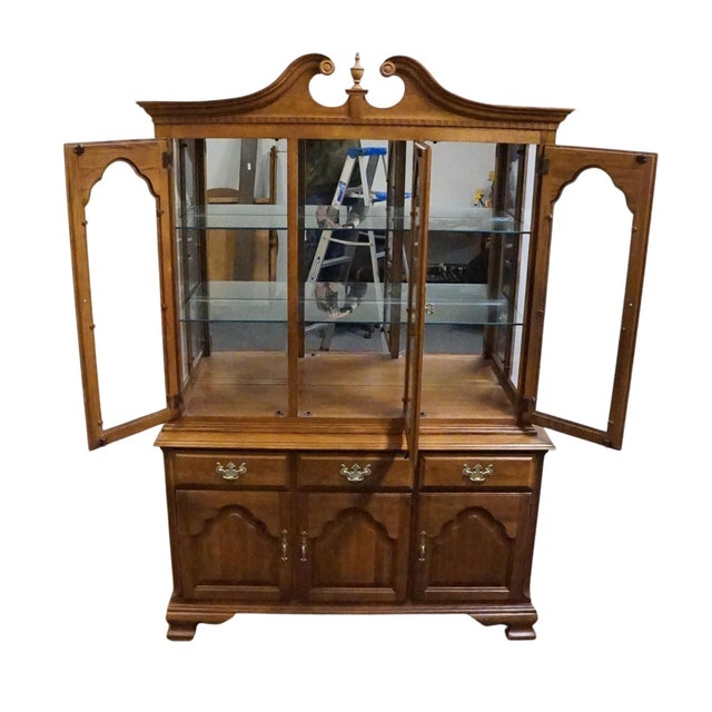 Keller Furniture Solid Cherry Traditional Style 56" Buffet W. Lighted Display China Cabinet For Sale In Kansas City - Image 6 of 15