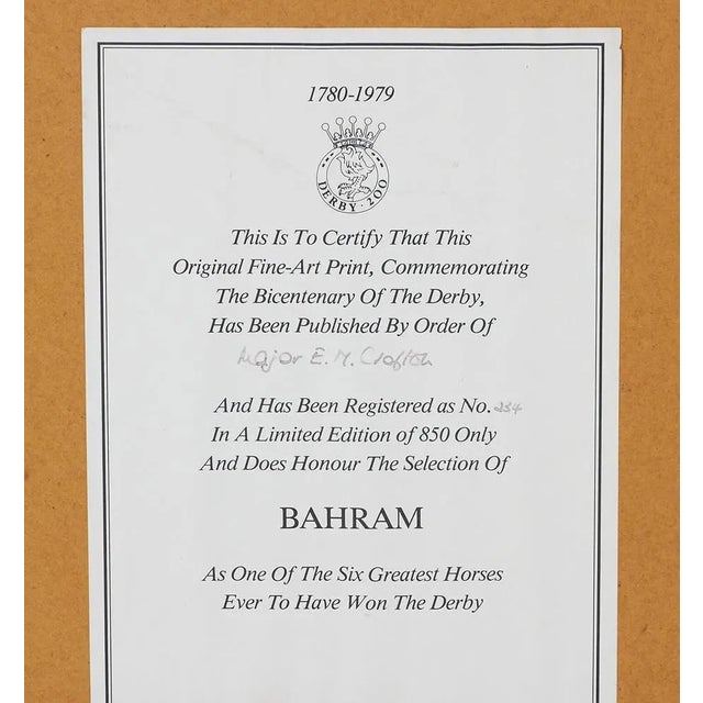 Traditional Bahram Winner of the Derby Stakes, 1935 by a.g. Haigh (1870–1963) Provenance: The Susie Hilfiger Collection For Sale - Image 3 of 10