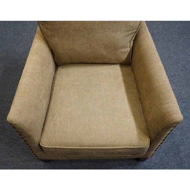 Beige Uttermost Furniture Transitional Accent Club Arm Chair W. Textured Beige Woven Upholstery & Nailhead Trim For Sale - Image 8 of 10