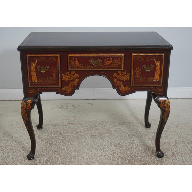 Age: Approx: 20 Years Old Details: Quality Construction Large Impressive Server Red Lacquer Finish w. Hand Painted...
