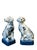 Late 19th Century Pair Vintage Wong Lee Blue & White Porcelain Staffordshire Dog Figurines – Wl 1895 Hand-Painted Floral Mantel Dogs Bookends For Sale - Image 5 of 14