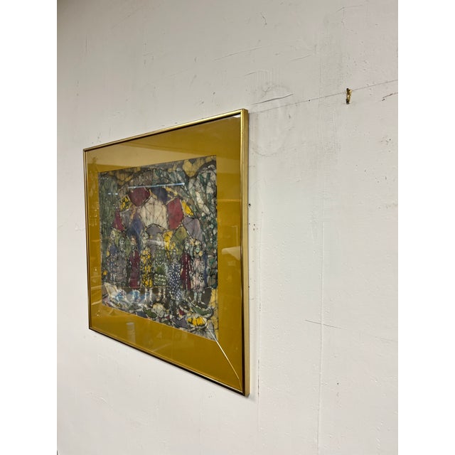 Brilliant colors in this Batik painting by NJ Artist Marion Knudsen. Titled Cousin From Peru. Artist signed and framed in...