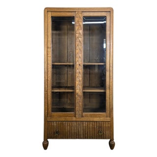 Art Deco Style Oak Display Cabinet For Sale
