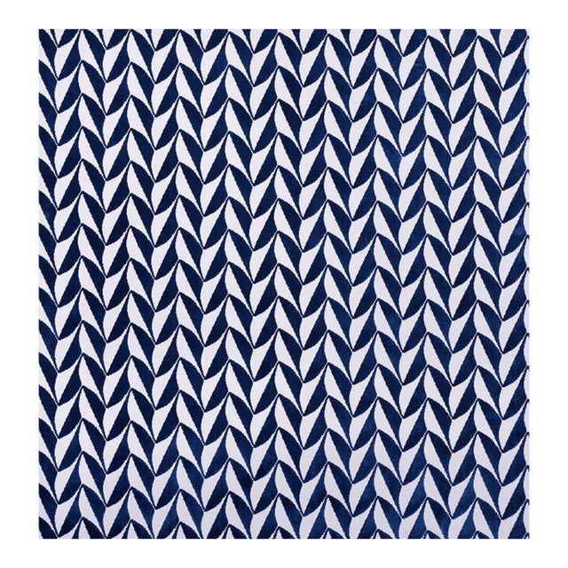 Schumacher X David Kaihoi Spades Fabric in Blue For Sale