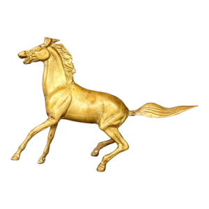 Vintage Brass Horse Sculpture — Large Brass Running Stallion Statue (11" X 8")