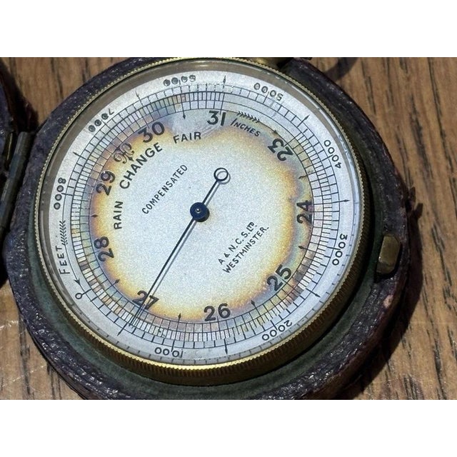 Antique Pocket Barometer Altimeter in Original Leather Case For Sale - Image 3 of 7