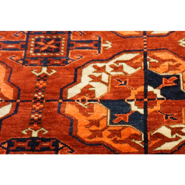 Brilliant Red and Blue Color With Geometric Design Antique Turkmen Tekke Rug For Sale - Image 11 of 11