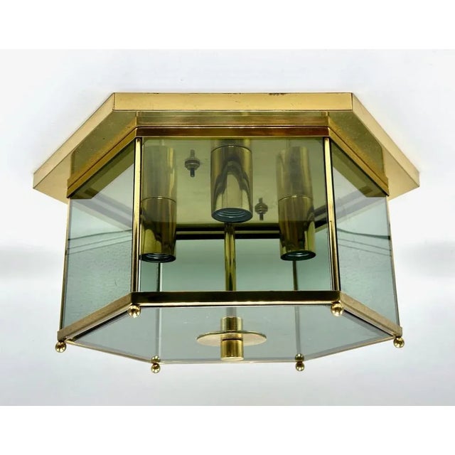Modernist Smoked Glass Brass Ceiling Lamp attributed to Luigi Colani for Jsb, 1970s For Sale - Image 9 of 9