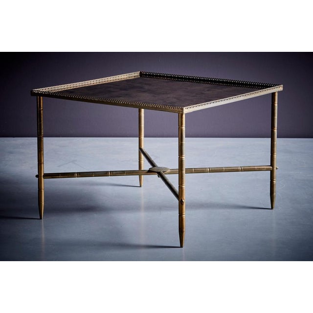 Gold French Brass and Antiqued Mirror Maison Side Table, 1960s For Sale - Image 8 of 12