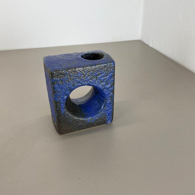 Brutalist Cubic Hole Pottery Vase from Piet Vest Ceramics, 1970s For Sale - Image 4 of 18