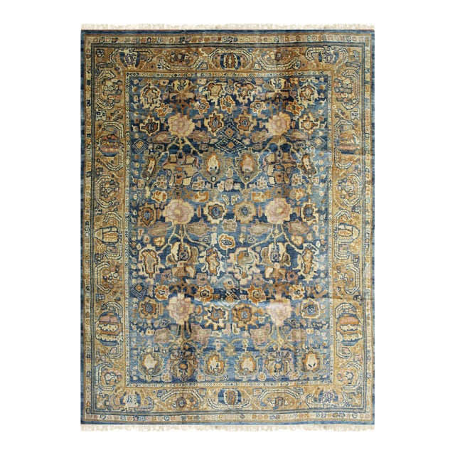 Handmade Wool Oushak Carpet Blue Luxurious & Elegant Area Rug for Enhancing 8x 10 For Sale