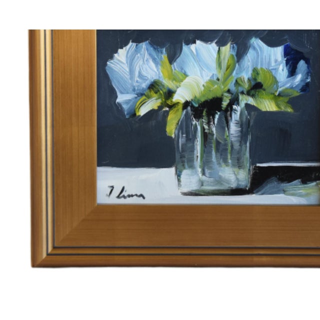 Impressionist abstract bouquet of colorful flowers in a vase oil painting on stretched artist canvas. The talented artist...