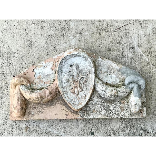 Cream Vintage Cement Fleur-De-Lis Architectural Fragment For Sale - Image 8 of 12
