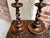 Wood Antique English Oak Open Barley Twist Candlesticks Jacobean Pair C1890 11.0” For Sale - Image 7 of 18
