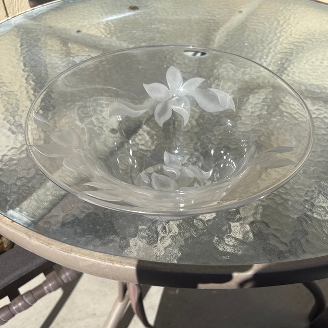 Frank Grosz signed floral etched bowl. Franz Grosz studied at the Art Students League and the National Academy. He...