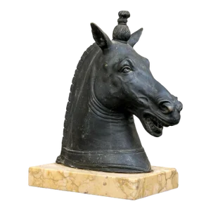 Antique Italian Grand Tour Bronze Bust of a Horse Protome Carafa by Donatello on Siena Marble Base