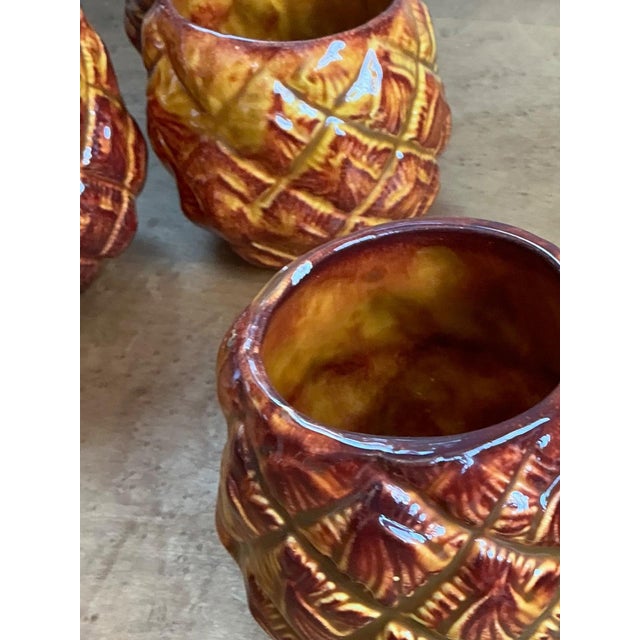 Vintage Pineapple Ceramic Teapot and Mugs Set For Sale - Image 11 of 13