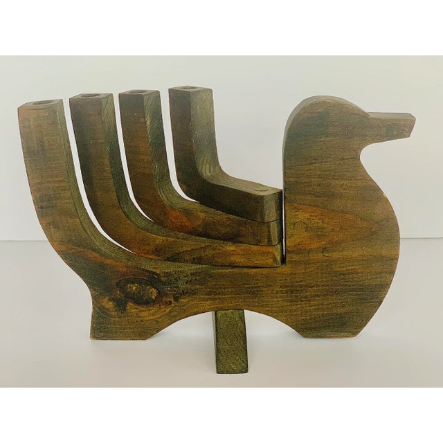 Vintage Articulated ‘Danish Mid-Century Modern Style’ Carved Wood Bird Candelabra, Candleholder, Candlestick For Sale In San Antonio - Image 6 of 9