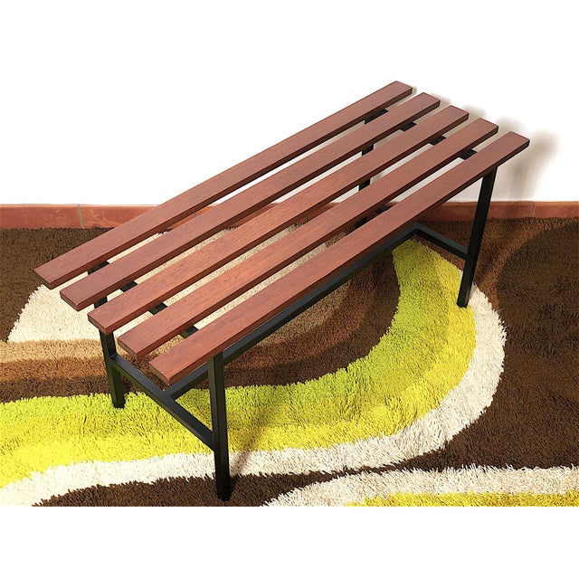 Black Teak Bench, Italy, 1960 For Sale - Image 8 of 10