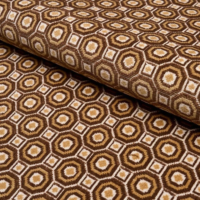Schumacher Trianon Cut Velvet Fabric In Bisque For Sale