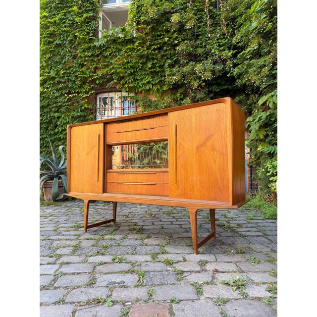 Teak Highboard with Display Case & Minibar, Denmark For Sale - Image 11 of 11