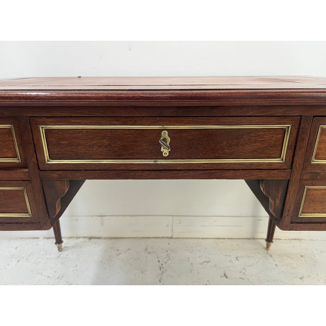 20th Century Louis XVI Mahogany and Mahogany Veneer Desk For Sale - Image 3 of 16