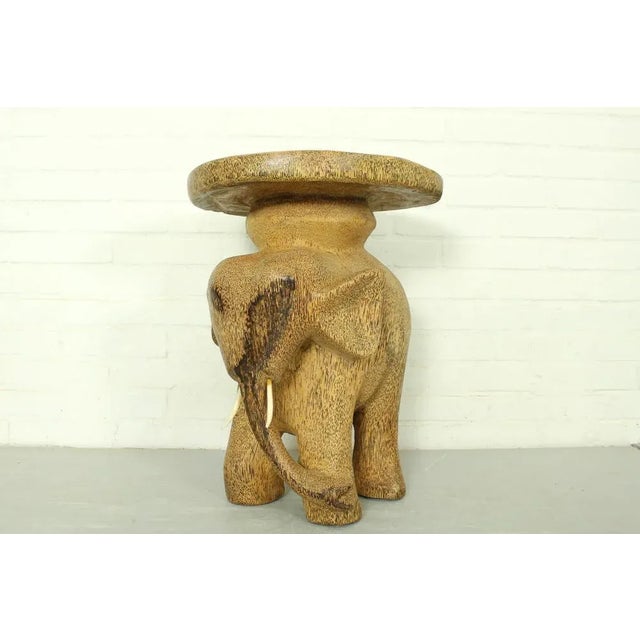 Mid-Century Modern Vintage Elephant Side Table in Palmwood, 1960s For Sale - Image 3 of 13