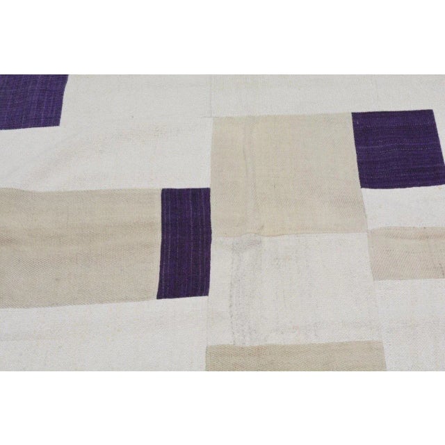 Contemporary Vintage Turkish Patchwork Hand Knotted Rug With Organic Wool and Soft Texture,5'x6'6" For Sale - Image 3 of 4
