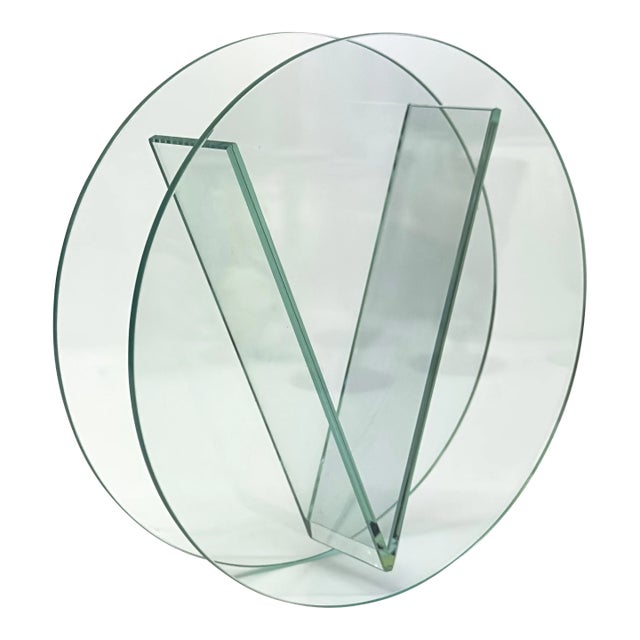 High ‘80s Postmodern Circular Glass Balancing Vase by Iwan Bulo Design For Sale