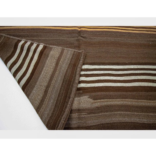 1960s Vintage Brown Wool Turkish Kilim Rug- 5′4″ × 10′4″ For Sale - Image 5 of 7