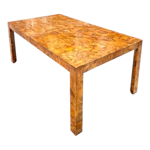 Mid 20th Century Vintage Italian Olive Burl Wood Extendable Dining Table