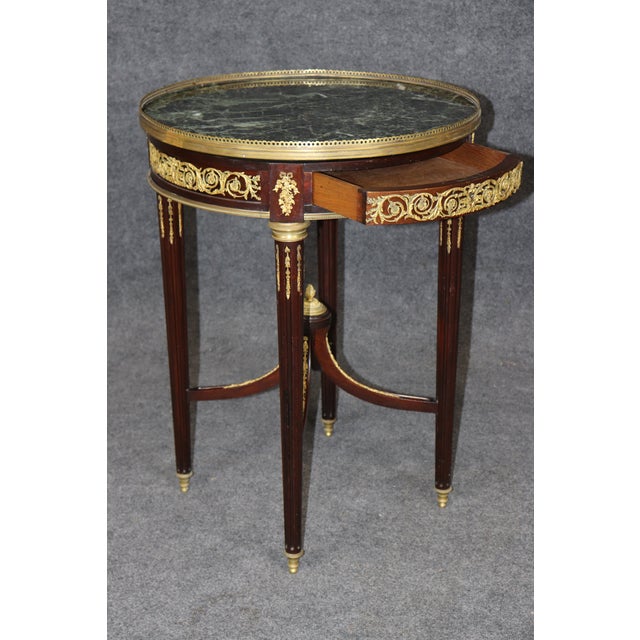 19th C French Louis XVI Style Ormolu Mounted Marble Top End Table For Sale In Philadelphia - Image 6 of 15