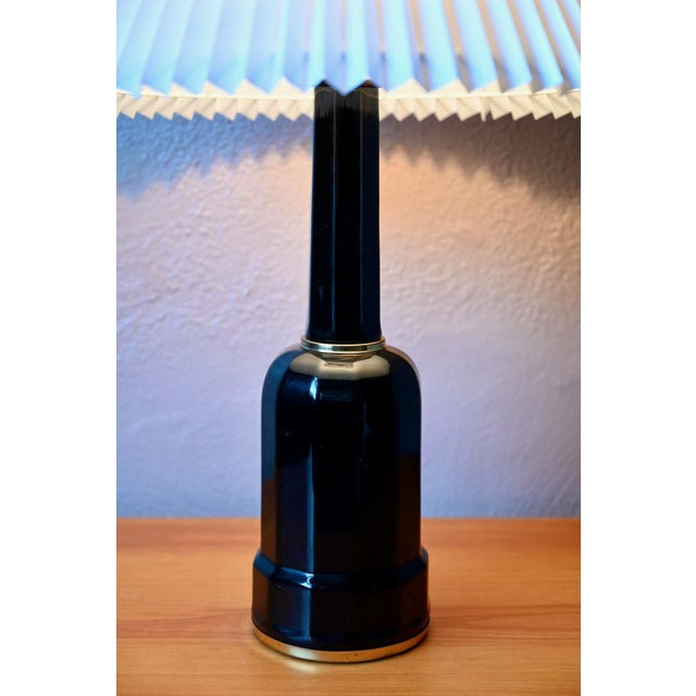 Black Scandinavian Lamp in Black Porcelain and Brass in the style of Sohølm, 1960s For Sale - Image 8 of 14