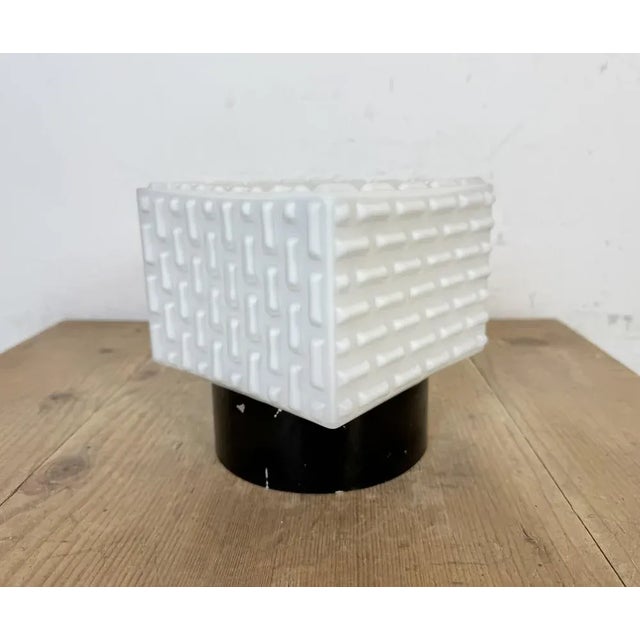 Vintage Square Milk Glass Wall Light, 1970s For Sale - Image 4 of 12