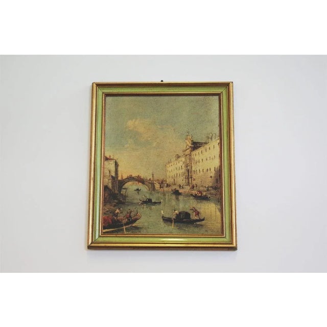 Canvas Landscape Representation of Venice, 1960s, Set of 2 For Sale - Image 3 of 17