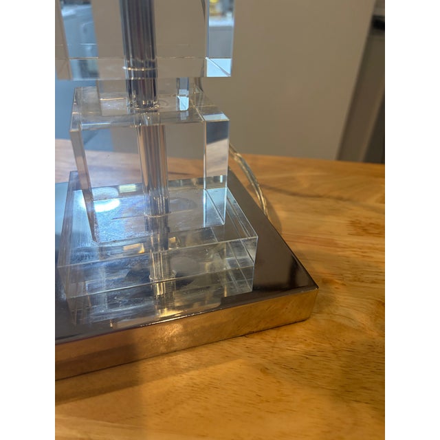 1900s Crystal and Chrome Styles Mid-Century Modern Style Table Lamp For Sale In Austin - Image 6 of 10