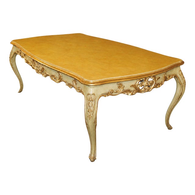 18th Century Lacquered and Gilded Wood Center Table, Italy, 1980s For Sale