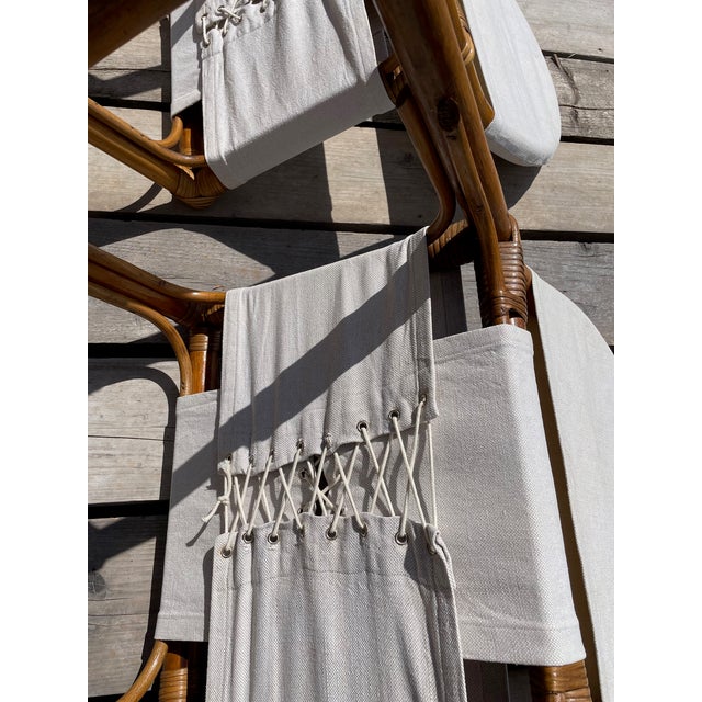 Bamboo and Canvas Armchairs, Set of 4 For Sale - Image 12 of 17