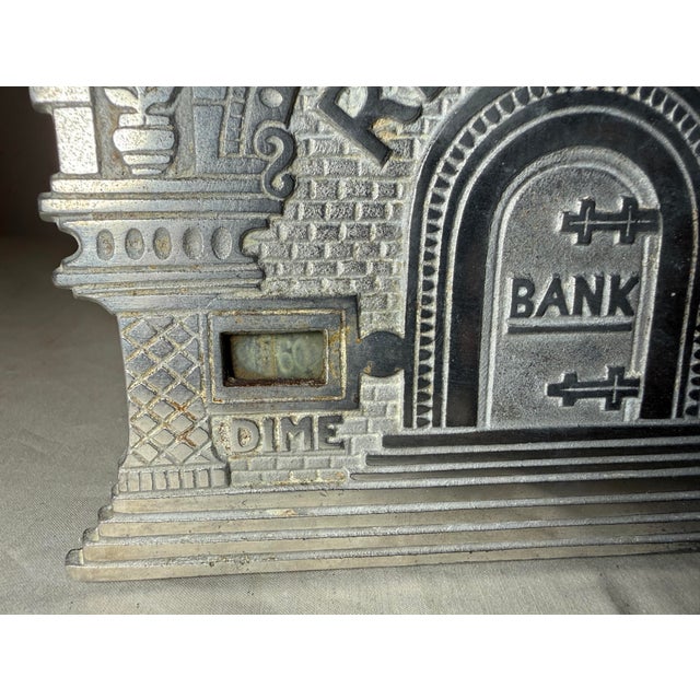 Rare Antique the National Dime Recording Bank Cast Iron Still Bank 1890's For Sale - Image 4 of 12