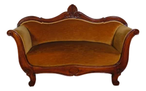 19th Century Louis Philippe Boat-Shaped Sofa in Walnut and Velvet