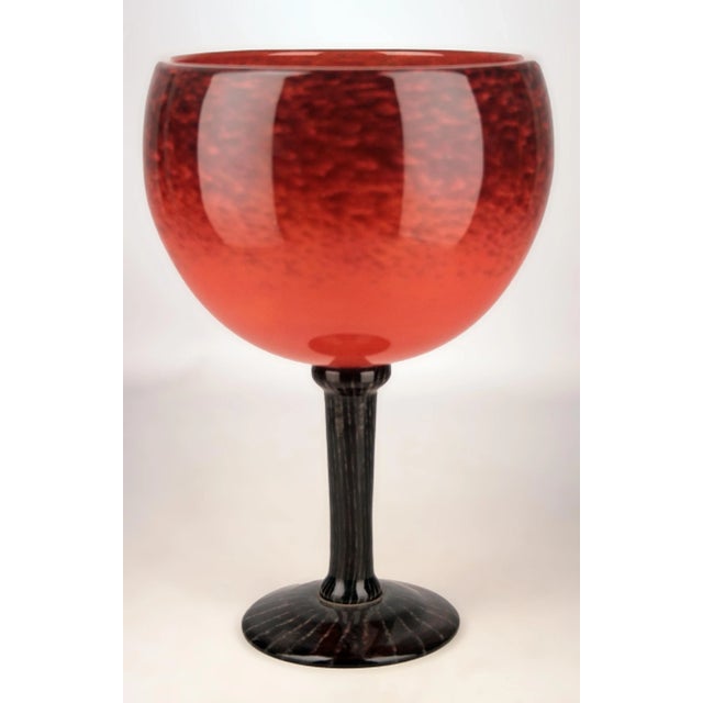 Early 20th century Art Déco french art glass footed vase by german artist Charles Schneider By: Charles Schneider...