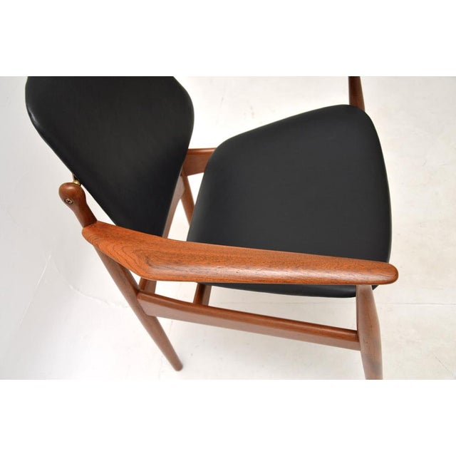 Black Vintage Danish Teak and Leather Armchair by Arne Vodder for France & Søn, 1960 For Sale - Image 8 of 13