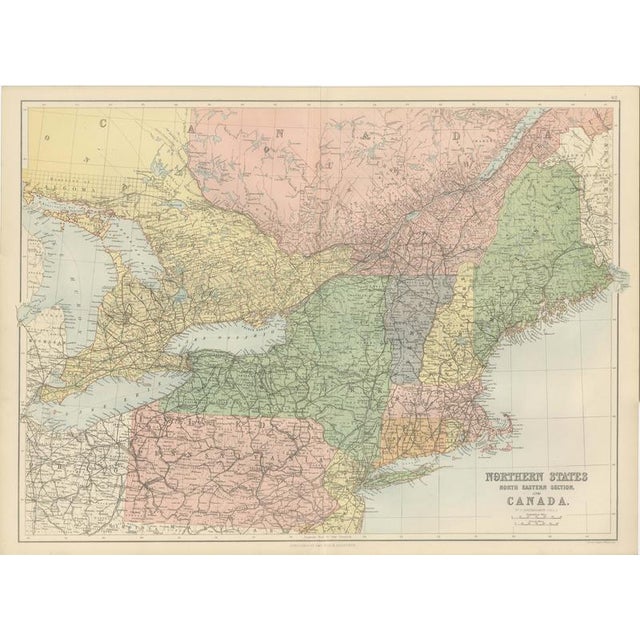 Antique Map of Northern by Bartholomew, 1882 For Sale - Image 12 of 12