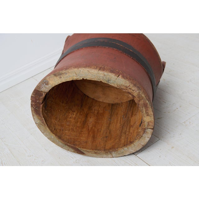 Wood Antique Swedish Stump Chair in Red Paint For Sale - Image 7 of 8