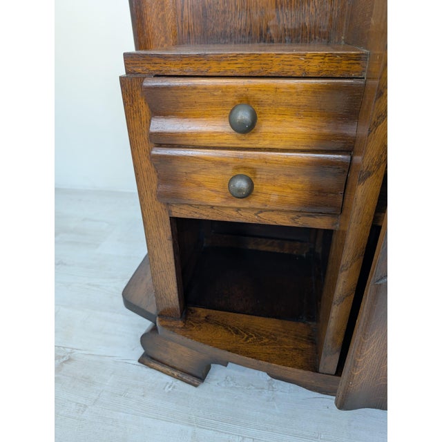 Art Deco Style Oak and Marble Cabinet For Sale - Image 10 of 15