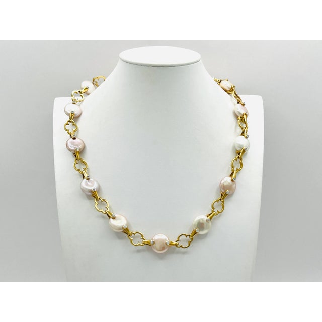 Estate Valentin Magro Fresh Water Cultured Pearls & Round Diamond Necklace For Sale In Los Angeles - Image 6 of 11